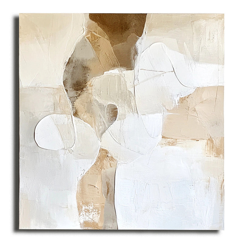 Modern Textured Abstract Oil Painting for Minimalist Neutral Interiors
