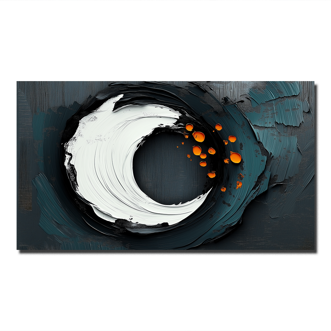 Solar DriftModern Textured Wall Art: Circular Brush Strokes in Black, White & Orange