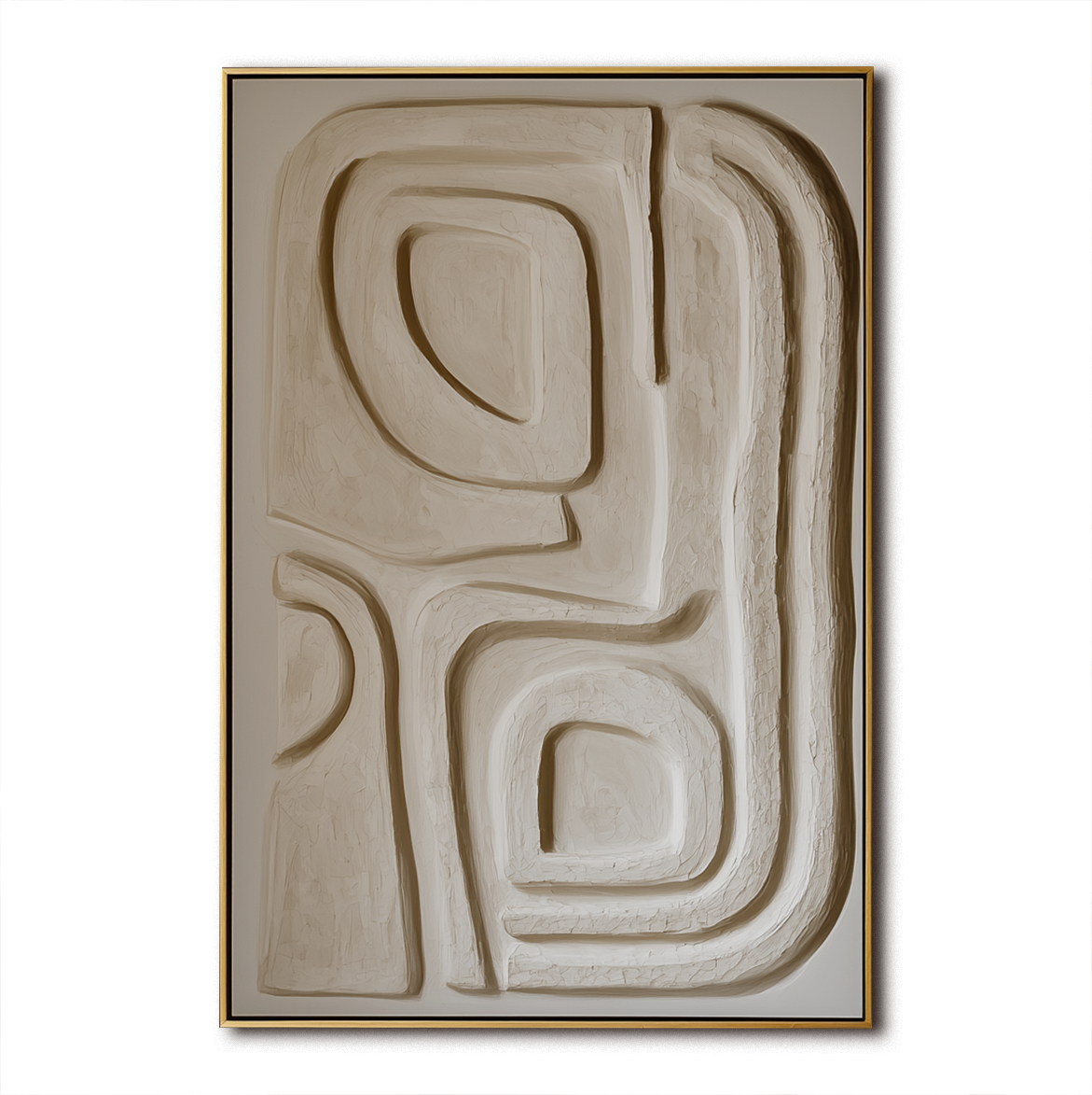 Modern Wabi-Sabi Wall Art - Handmade 3D Textured Abstract Geometric Decor Painting