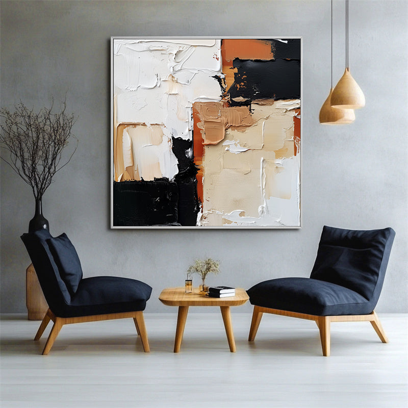 Modern abstract oil painting with earthy tones