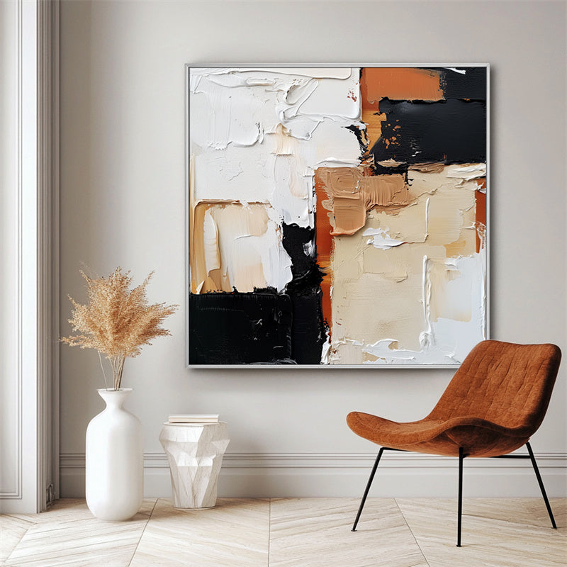 Modern abstract oil painting with earthy tones