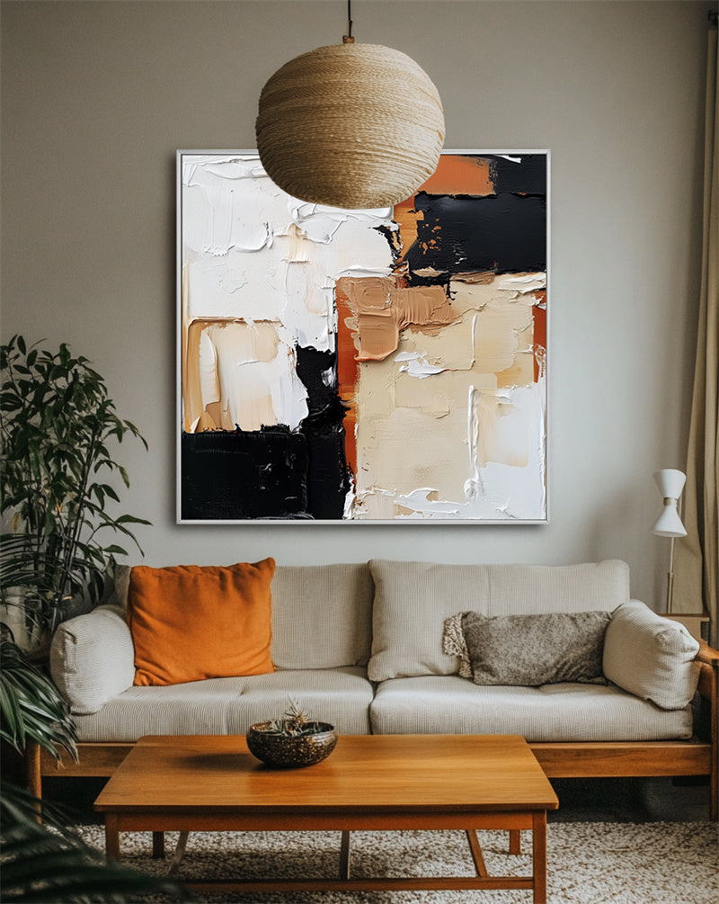 Modern abstract oil painting with earthy tones
