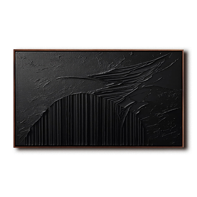 Monochrome Black Textured Abstract Painting