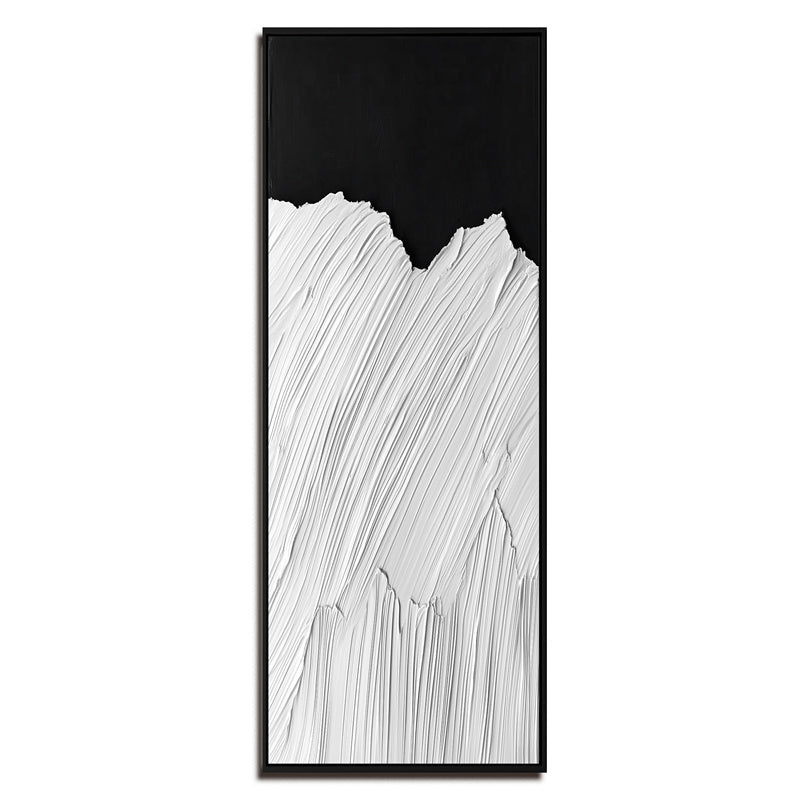 Textured Black & White Vertical Wall Art - Minimalist Linear Texture Decor for Entryway & Hallway