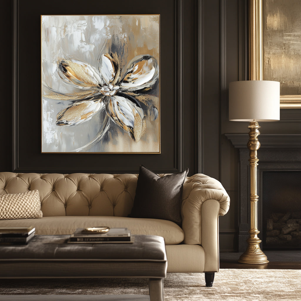 Textured Floral Oil Painting – Elegant 3D Flower Wall Art