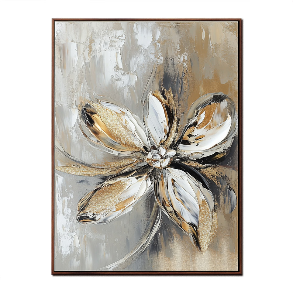 Textured Floral Oil Painting – Elegant 3D Flower Wall Art