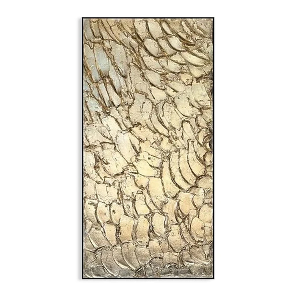 Vintage Textured Abstract Wall Art - Neutral Warm Tones Vertical Painting for Home Decor