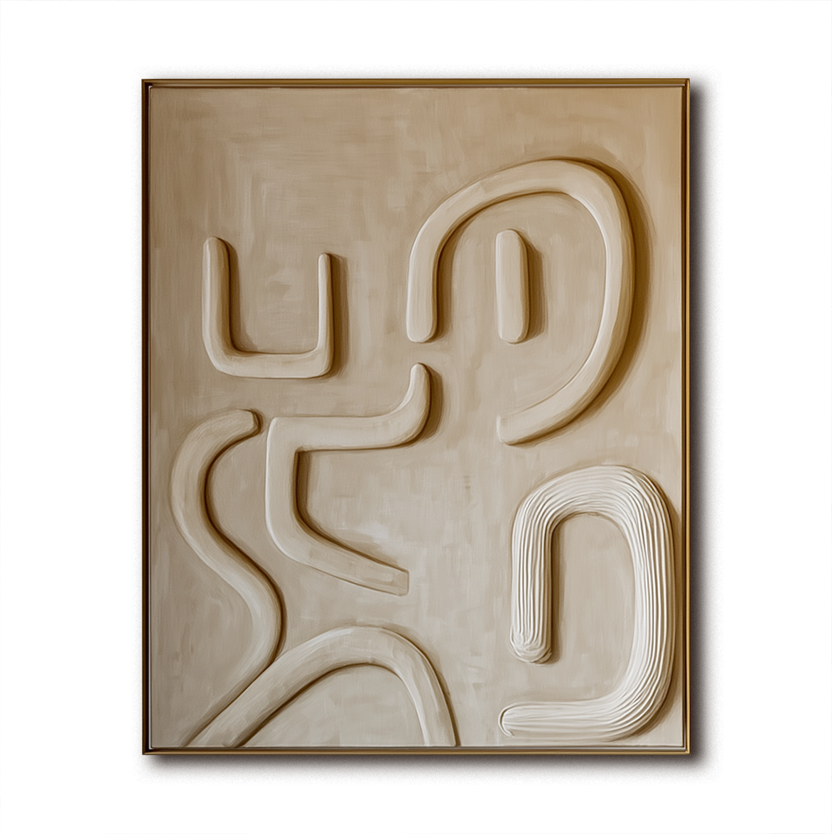 Wabi-Sabi 3D Textured Abstract Wall Art - Minimalist Curved Shapes Decor Painting