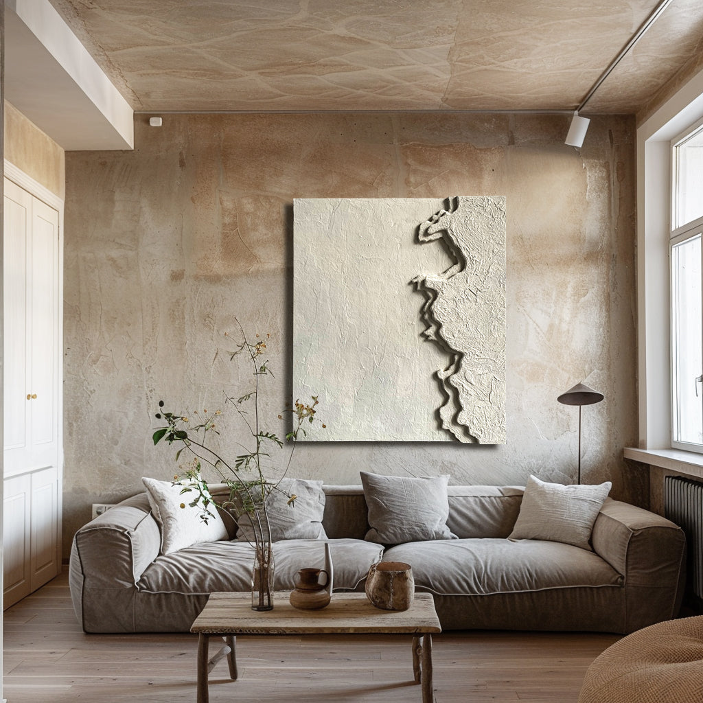 Wabi Sabi Beige Textured Oil Painting