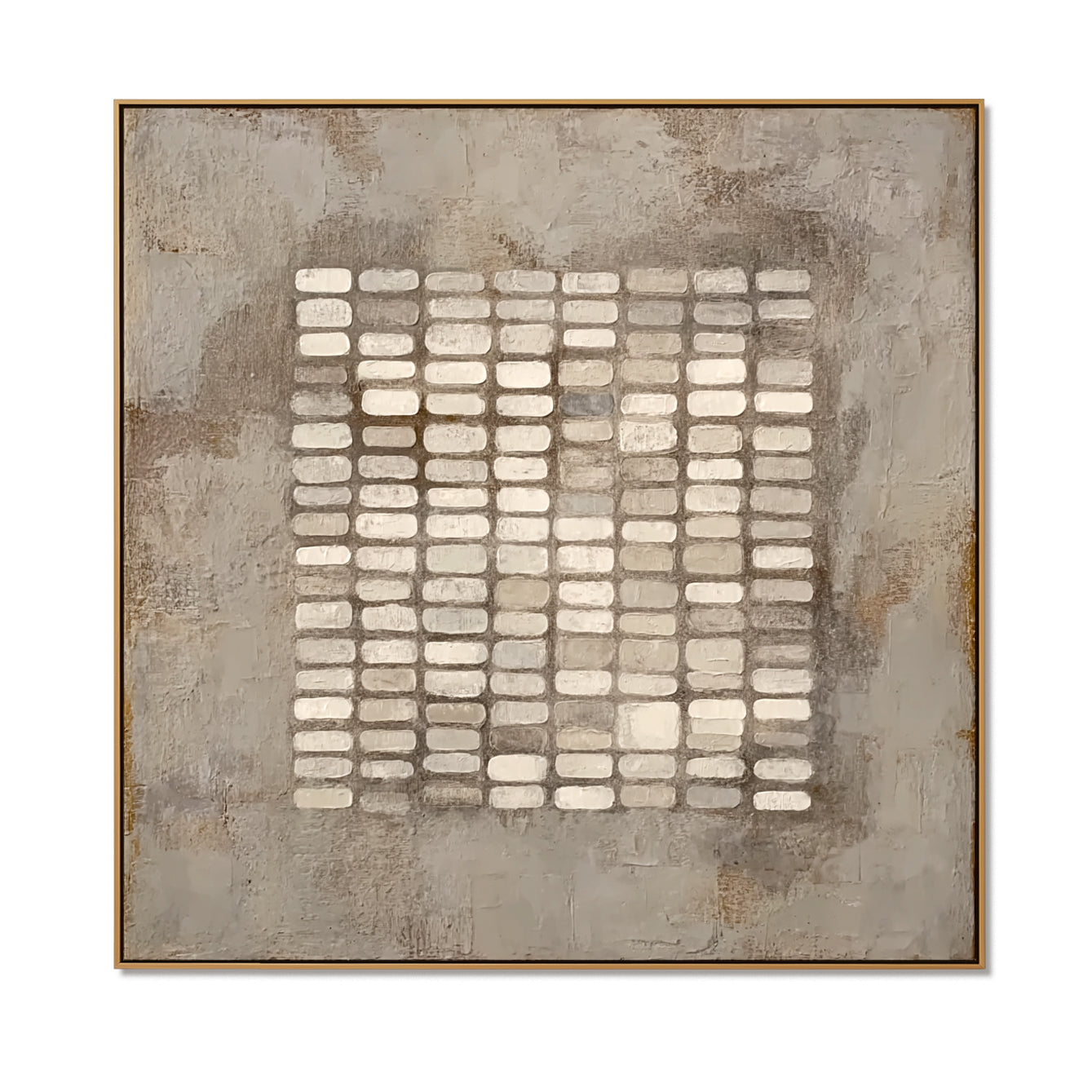 Stone Rhythm – Neutral Abstract Grid Textured Wall Art