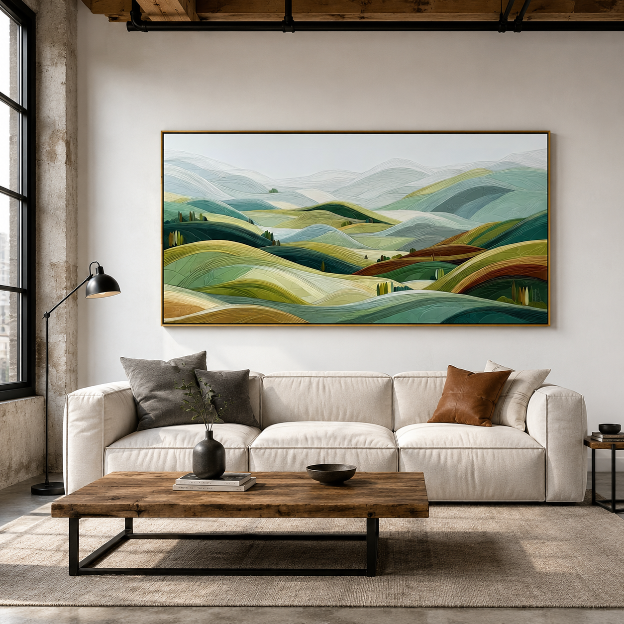 Verdant Horizon Layers – Contemporary Abstract Landscape Wall Art