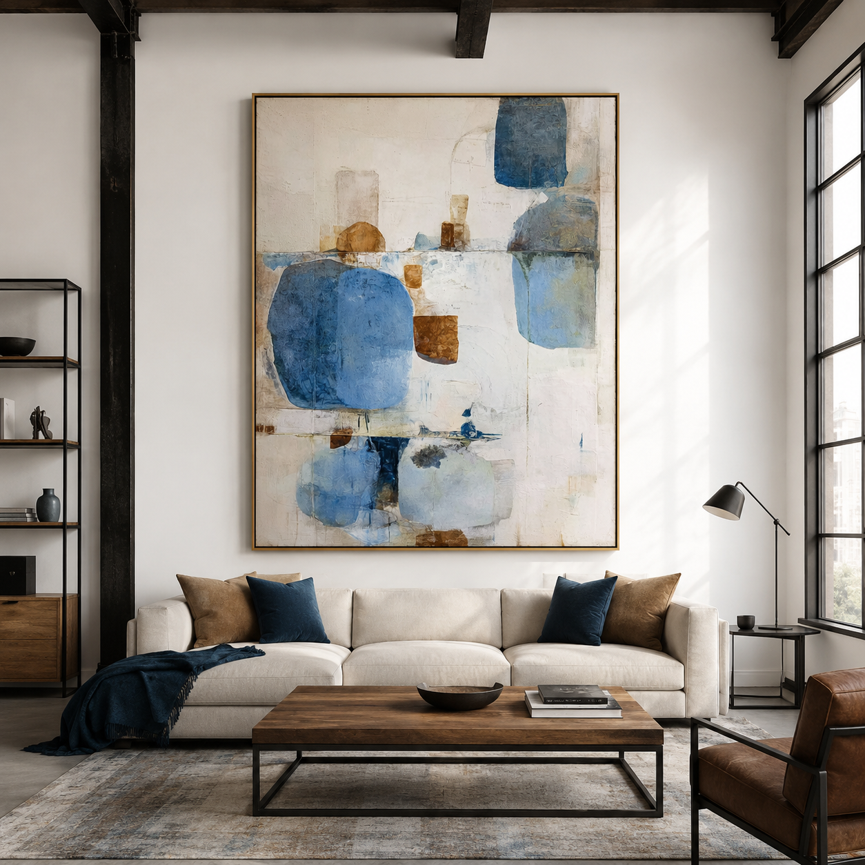 Azure Stillness Composition – Abstract Textured Wall Art