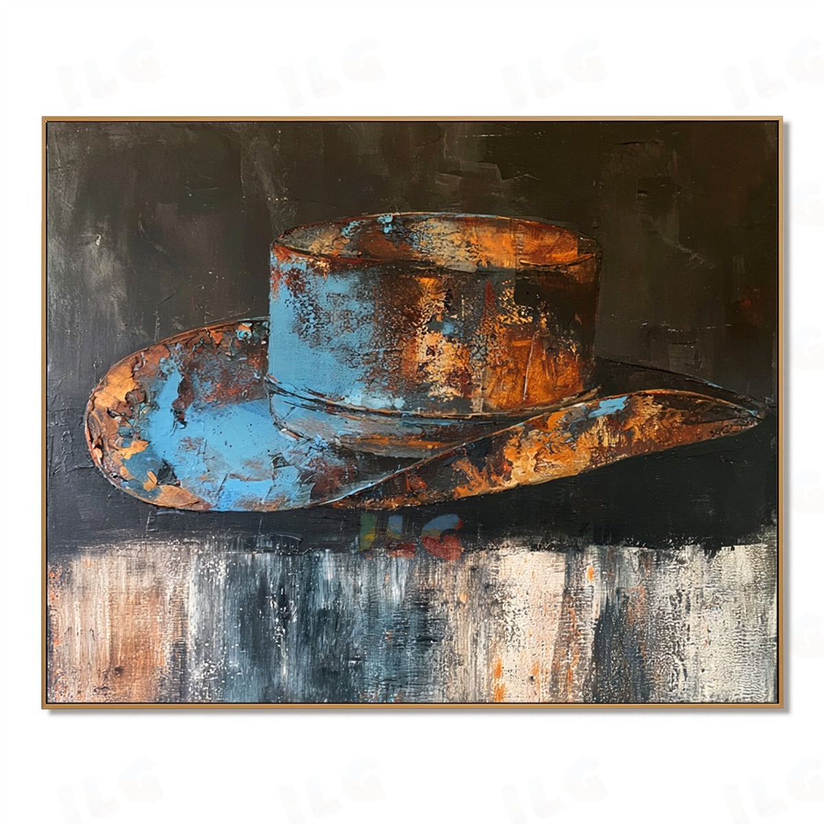 Blue Ember Fedora – Abstract Hat Wall Art