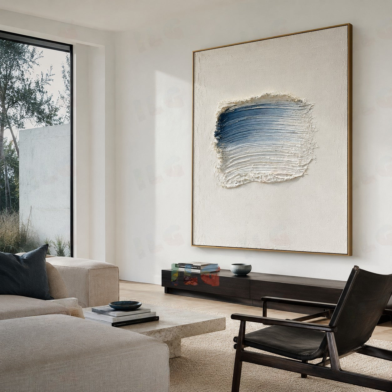 Blue Horizon Layer – Coastal Texture Minimal Wall Art