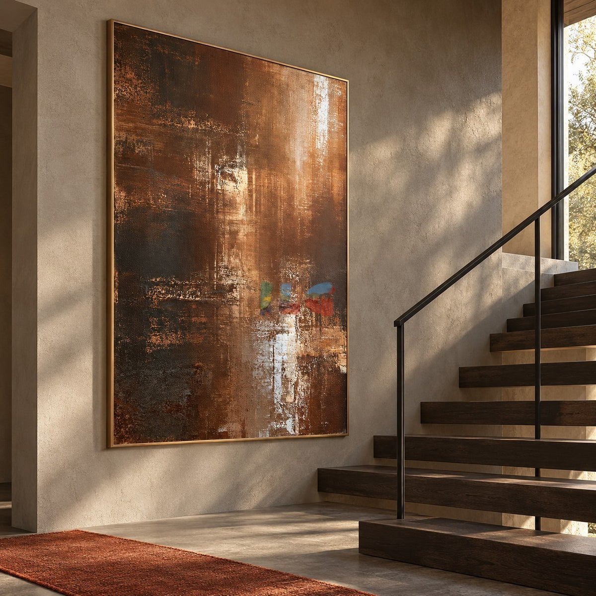 Bronze Nocturne – Metallic Copper Abstract Textured Wall Art