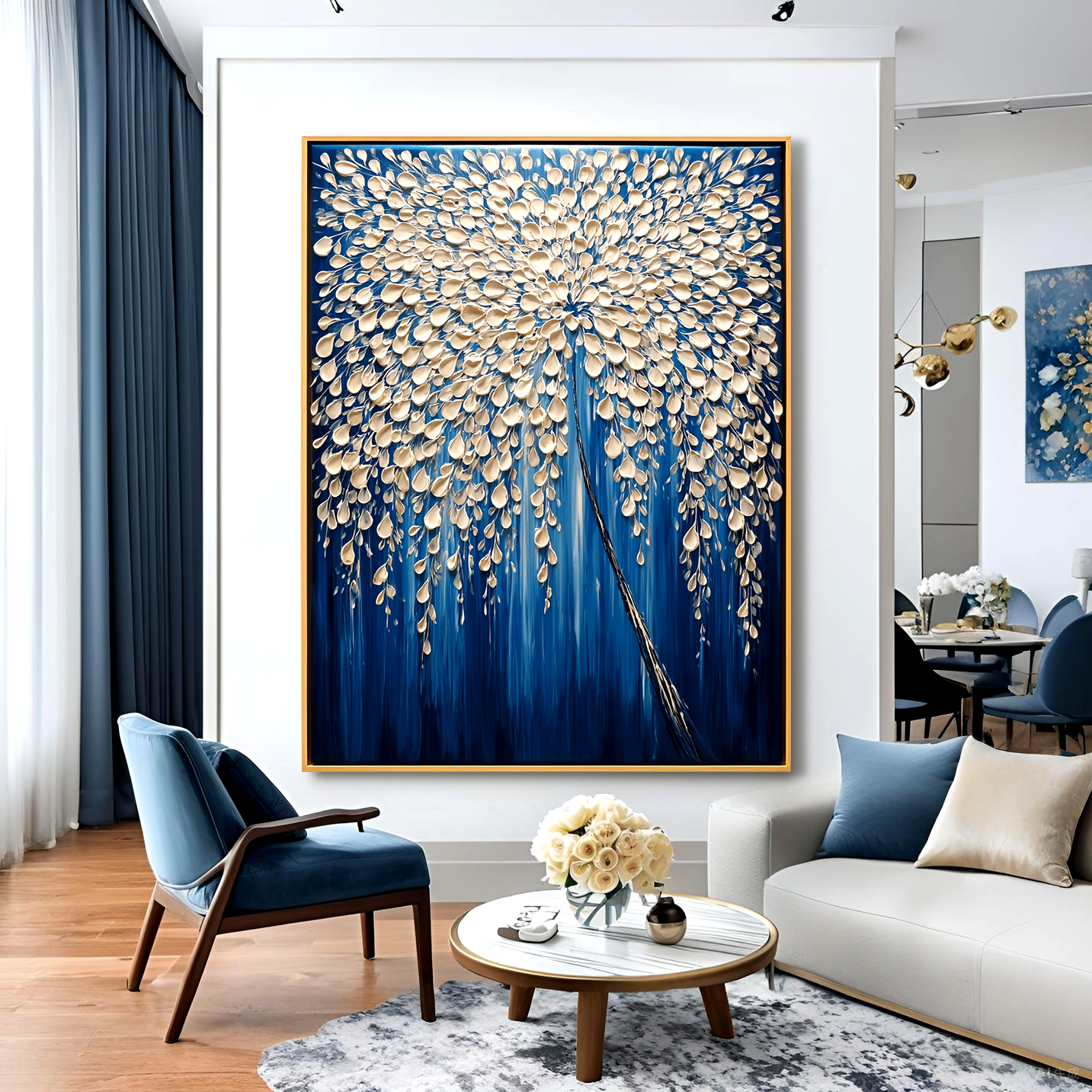 Celestial Veil - Textured Abstract Floral Tree Oil Painting