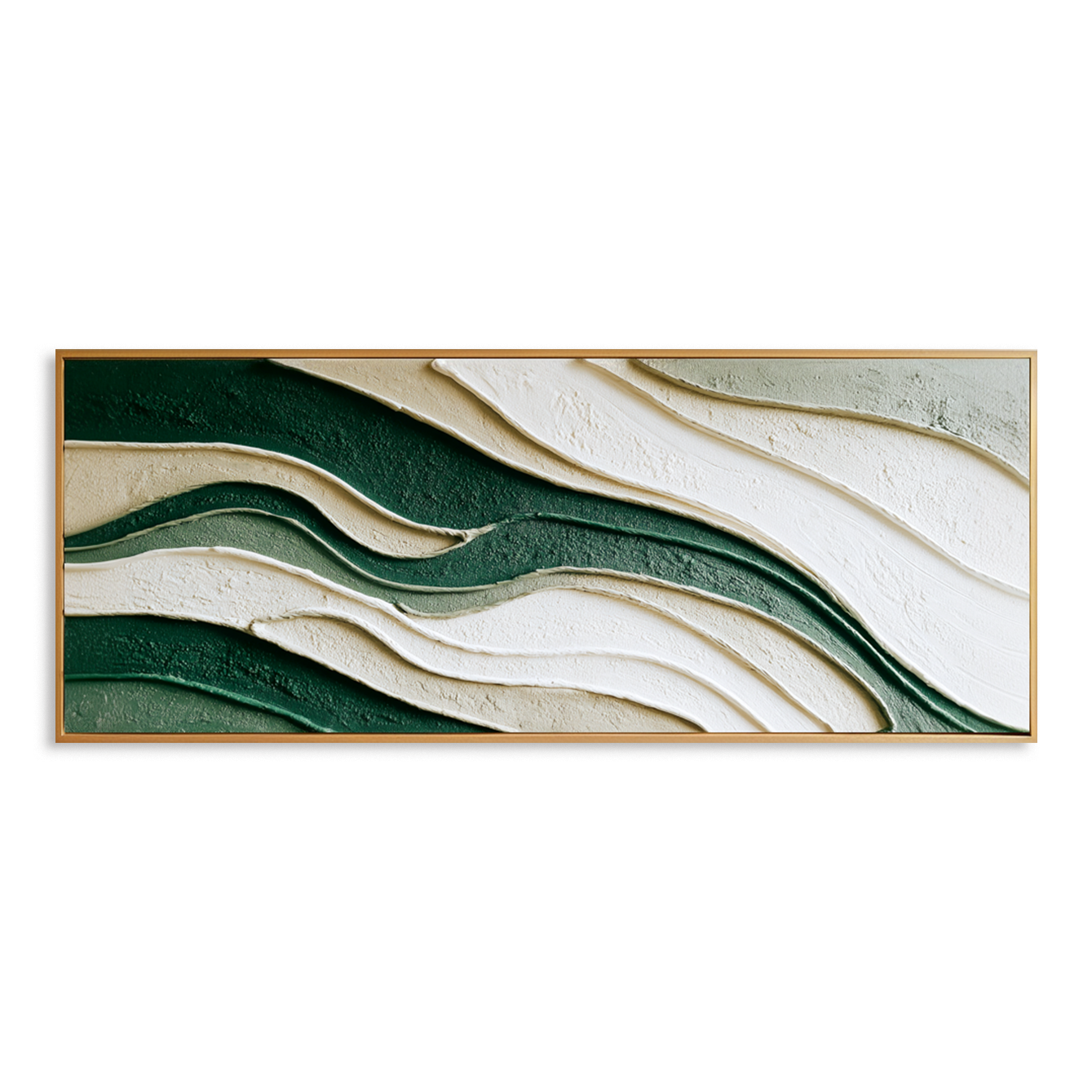 Emerald Flow - Large Textured Abstract Panoramic Oil Painting
