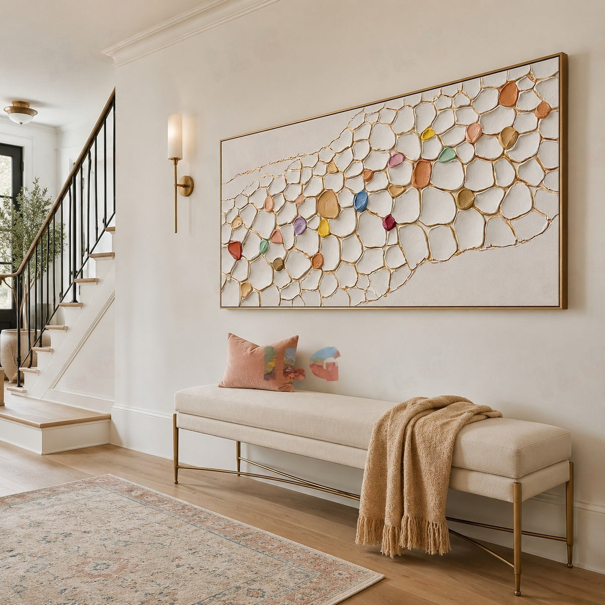 Gilded Mosaic Current – Abstract Textured Wall Art
