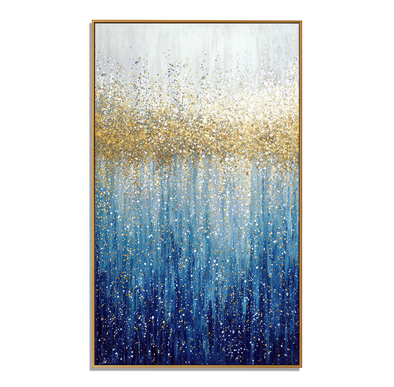 Golden Tide - Textured Blue and Gold Abstract Oil Painting
