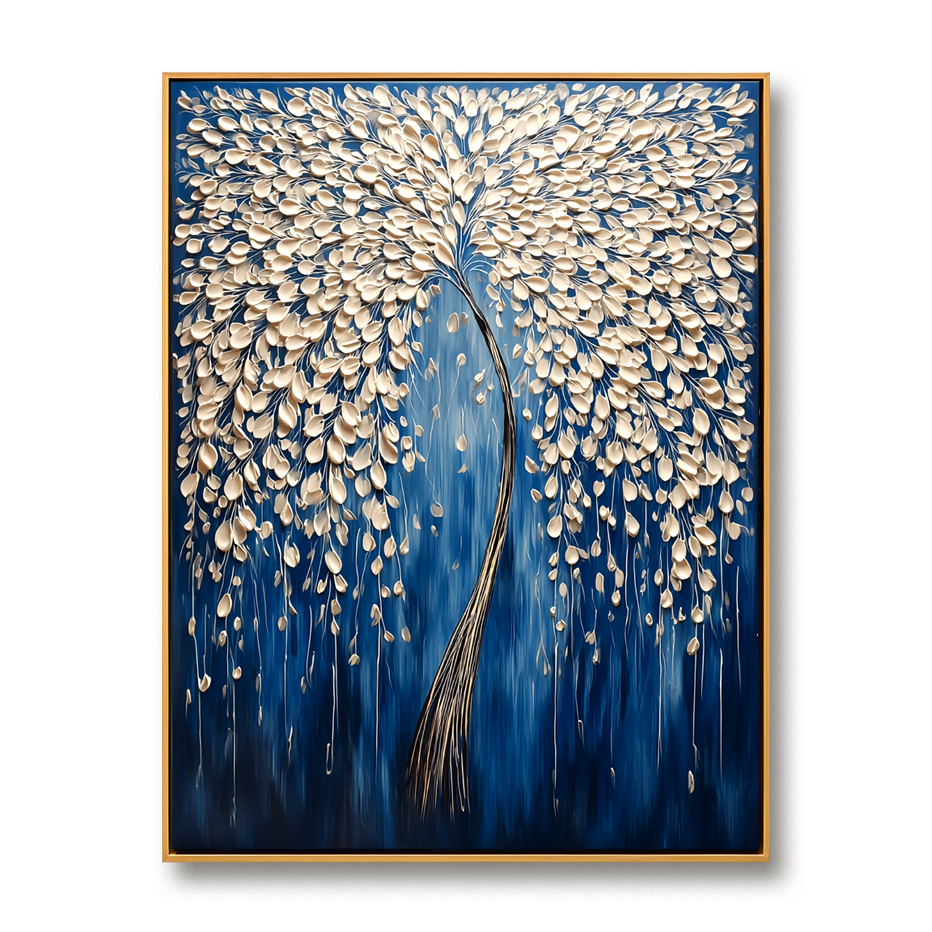 Golden Willow - Textured Abstract Tree Oil Painting