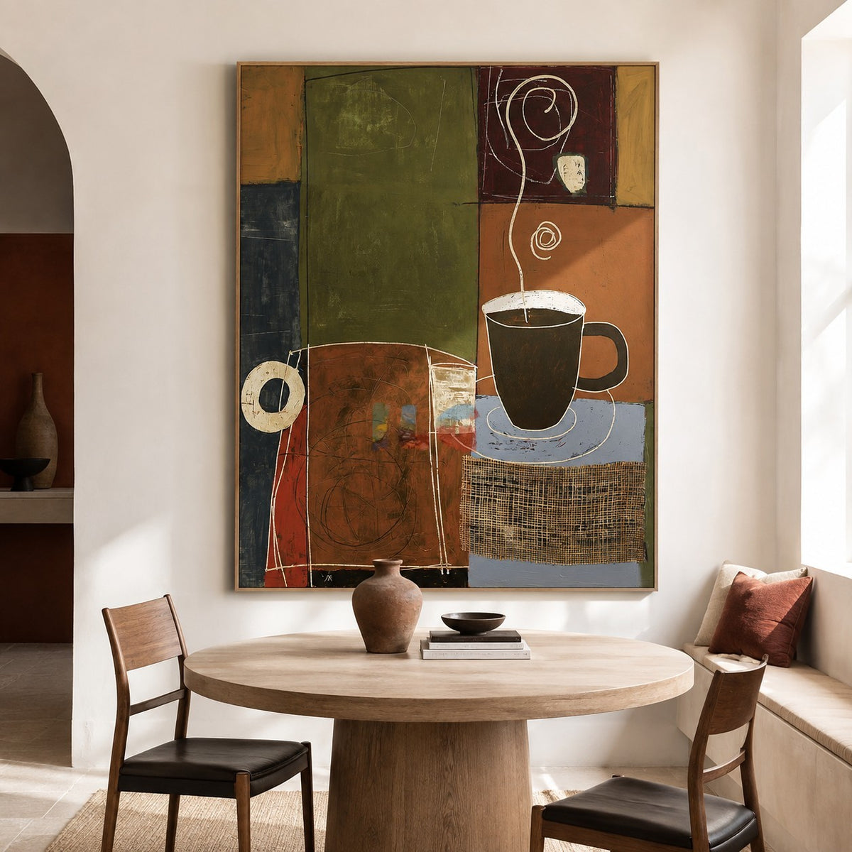 Morning Brew Geometry – Abstract Coffee Still Life Wall Art