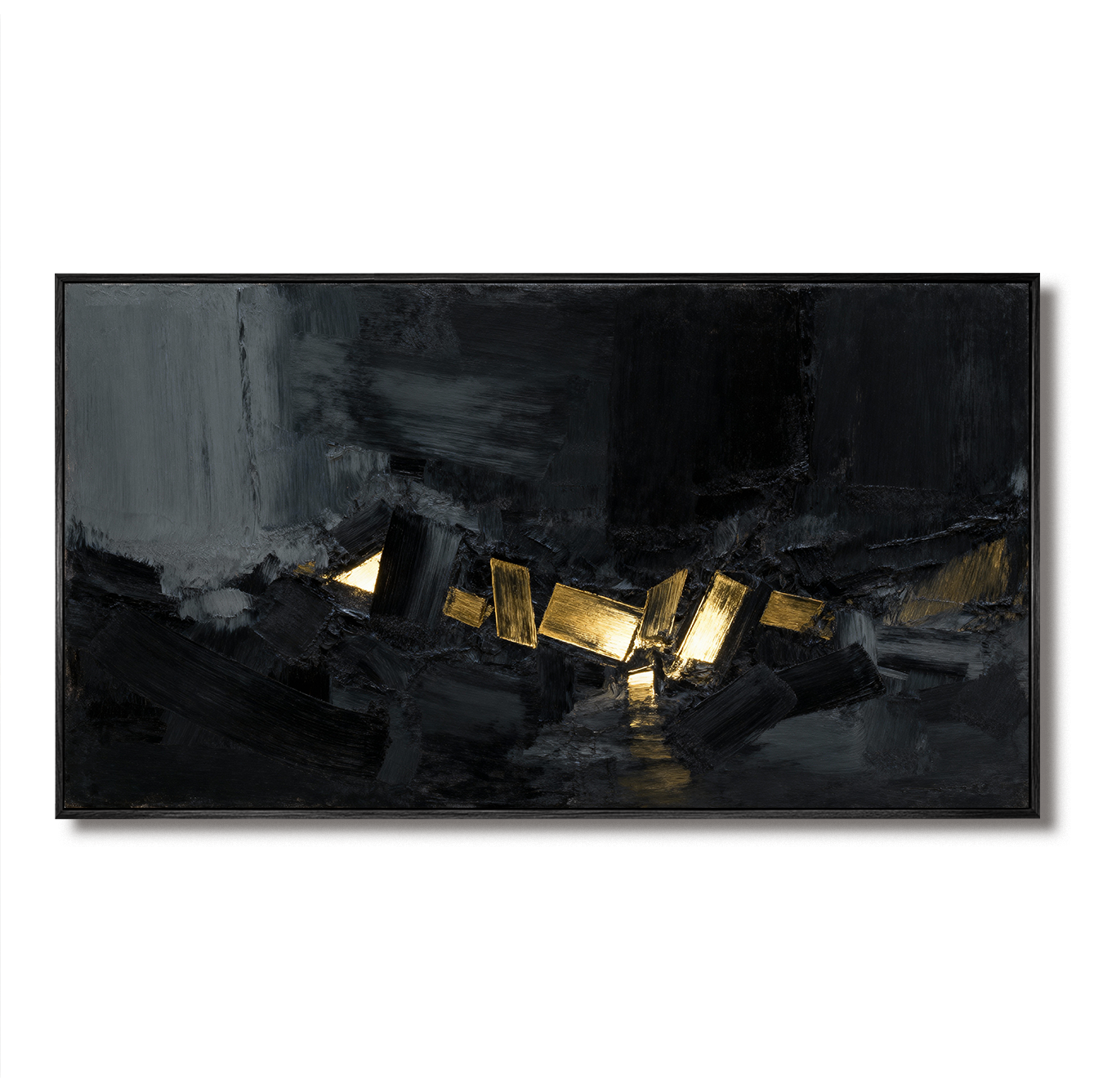 Obsidian Luminary – Textured Abstract Oil Painting