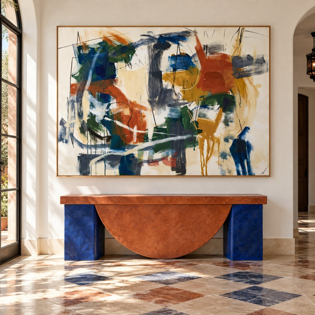Ochre Current – Abstract Expressionist Brushstroke Wall Art