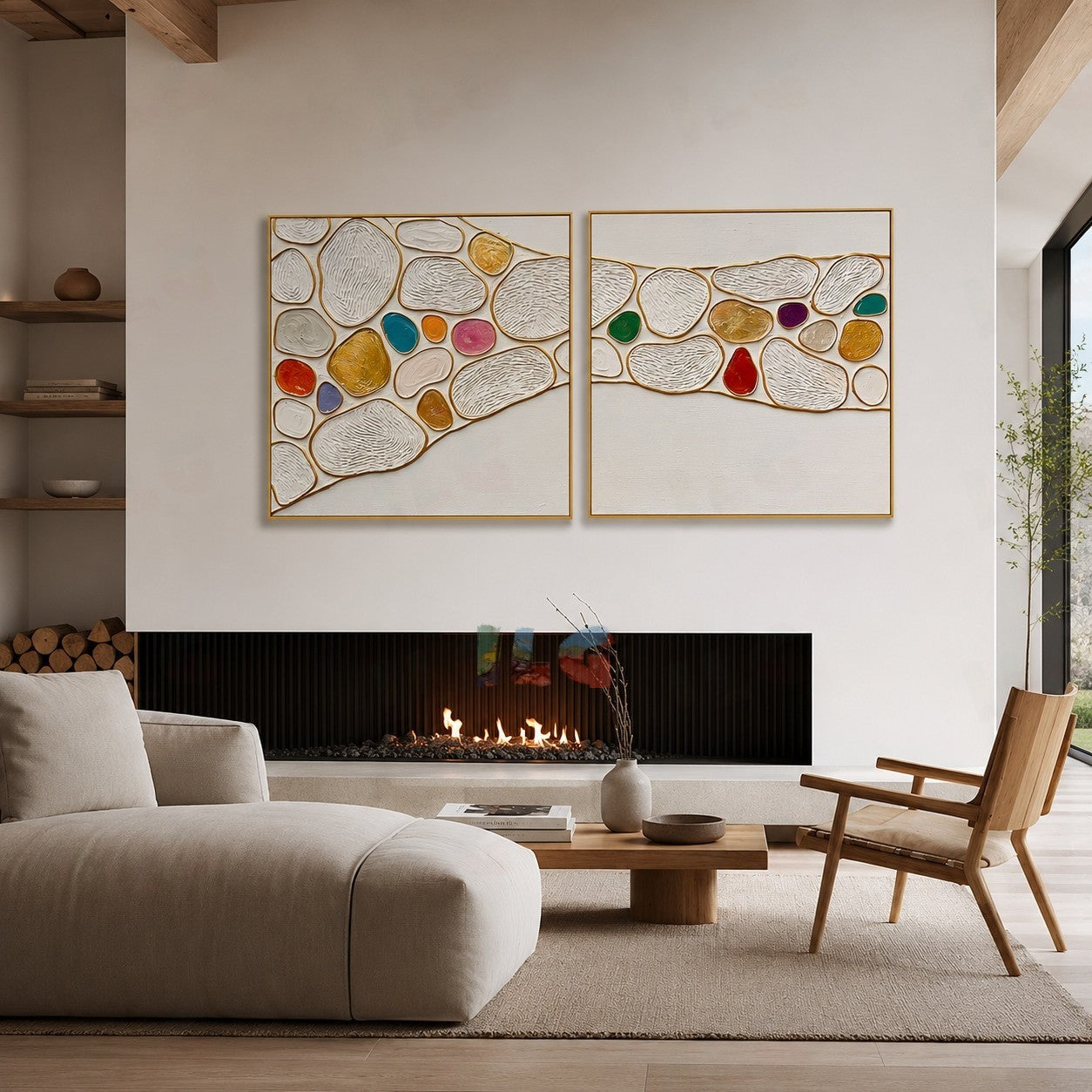 Pearlstone Passage – Abstract Textured Diptych Wall Art