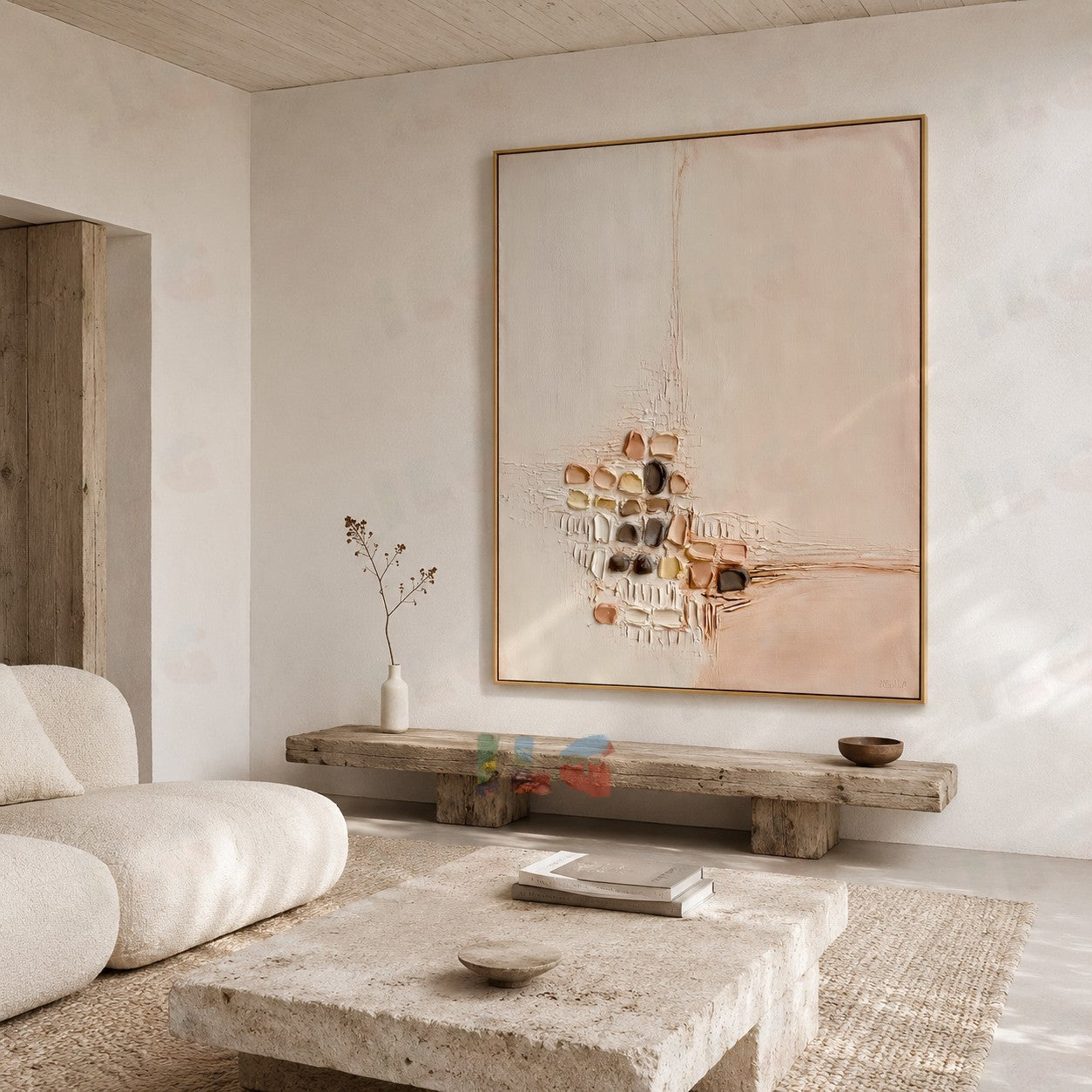 Quiet Drift – Neutral Texture Acoustic Abstract Wall Art
