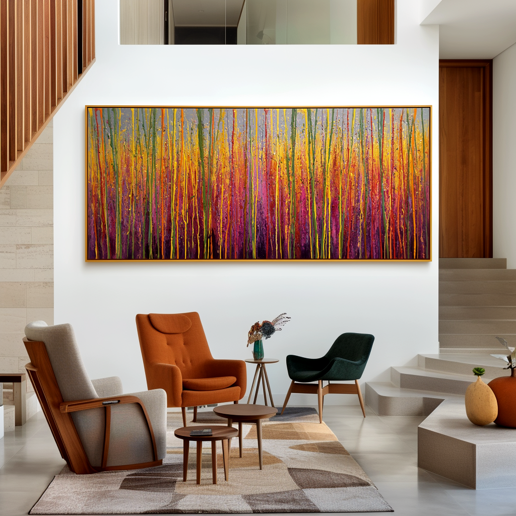 Radiant Horizon - Large Textured Abstract Panoramic Oil Painting