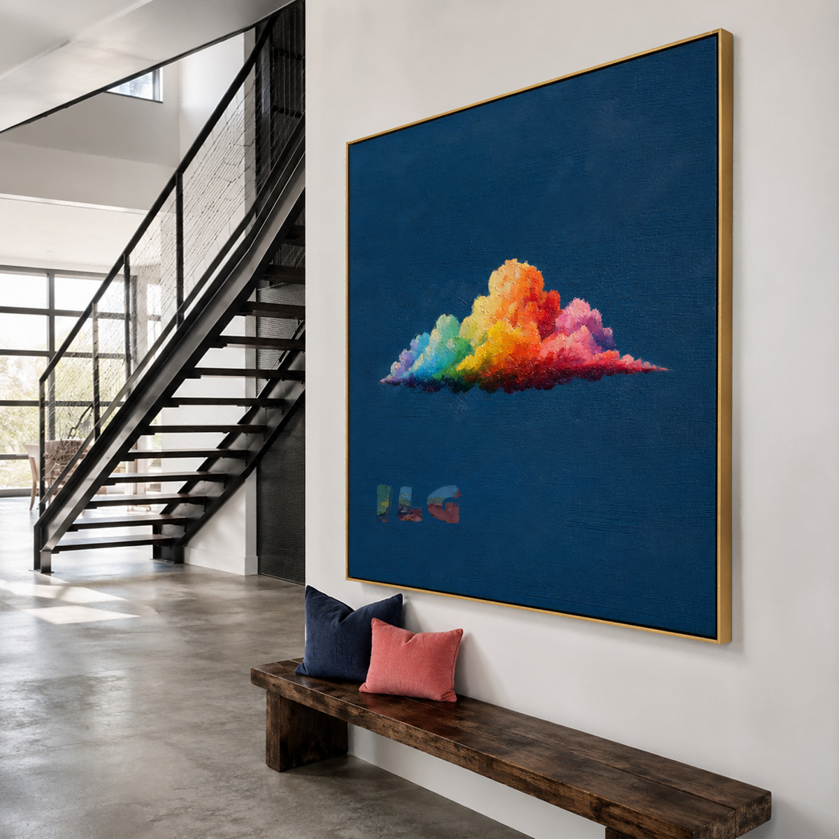 Rainbow Cloud Horizon – Abstract Textured Wall Art