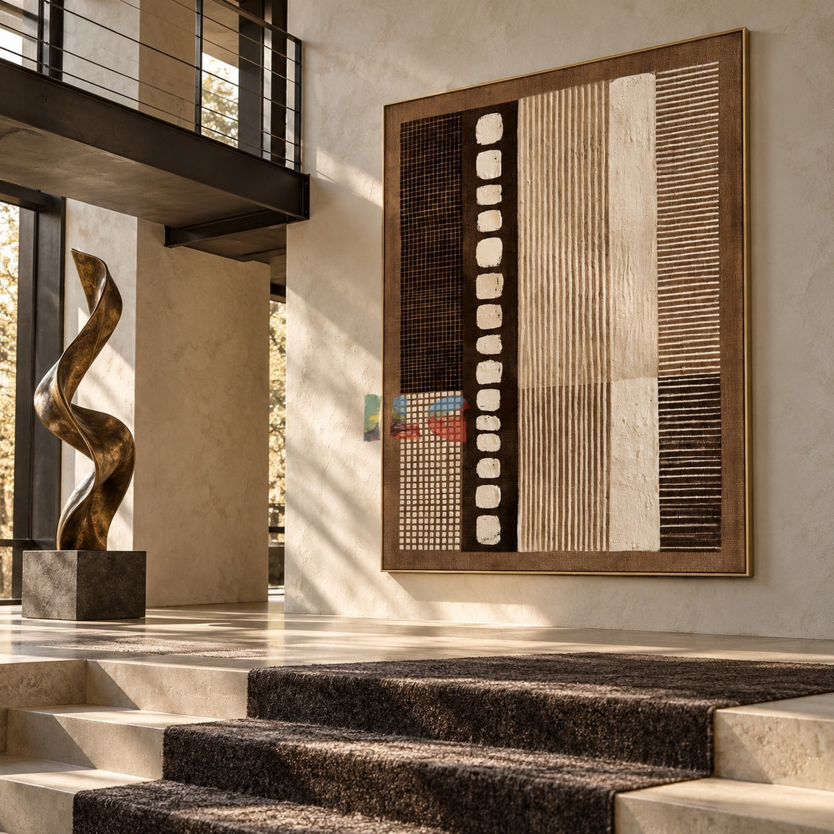 Woven Cadence – Neutral Geometric Textured Wall Art