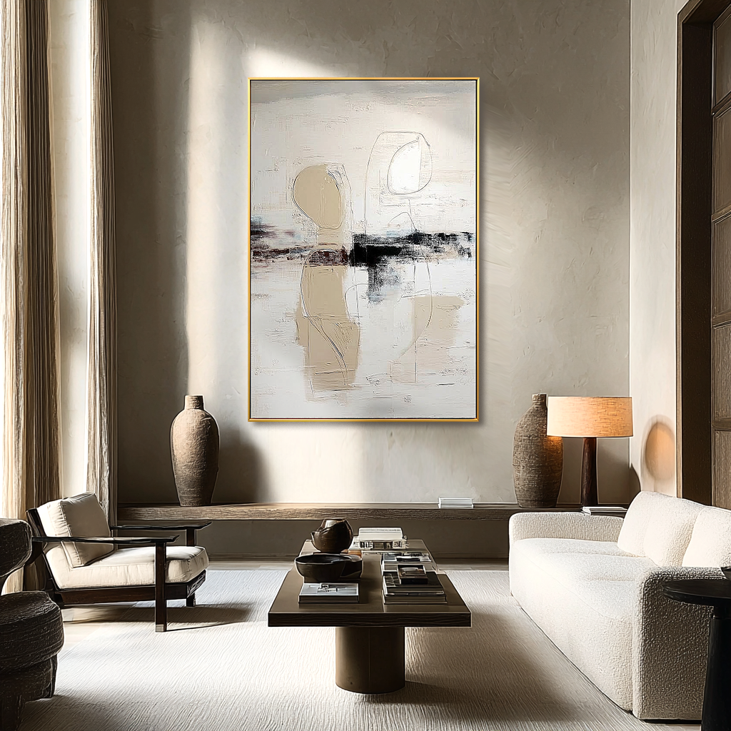 Echoed Forms — Minimalist Textured Abstract Art