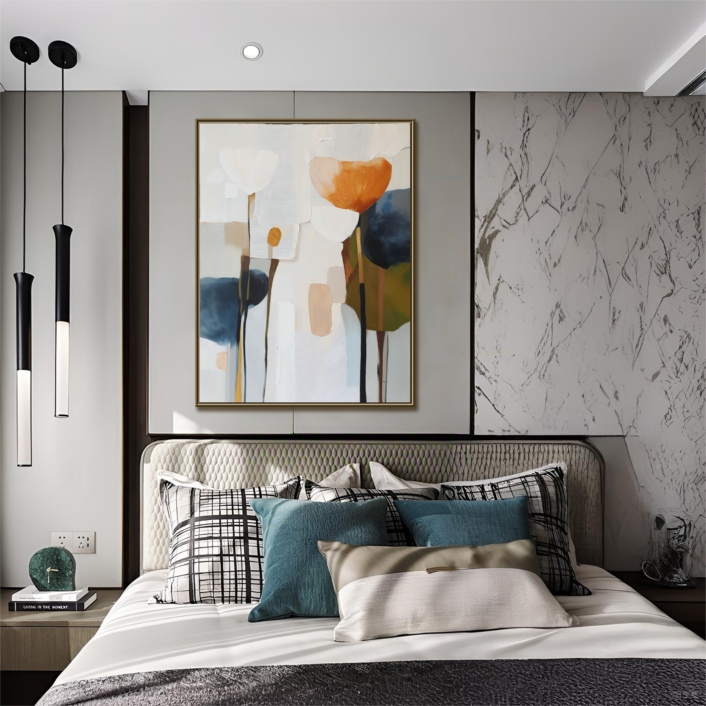 Quiet Petals – Textured Abstract Floral Oil Painting, Modern Neutral Wall Art for Living Room