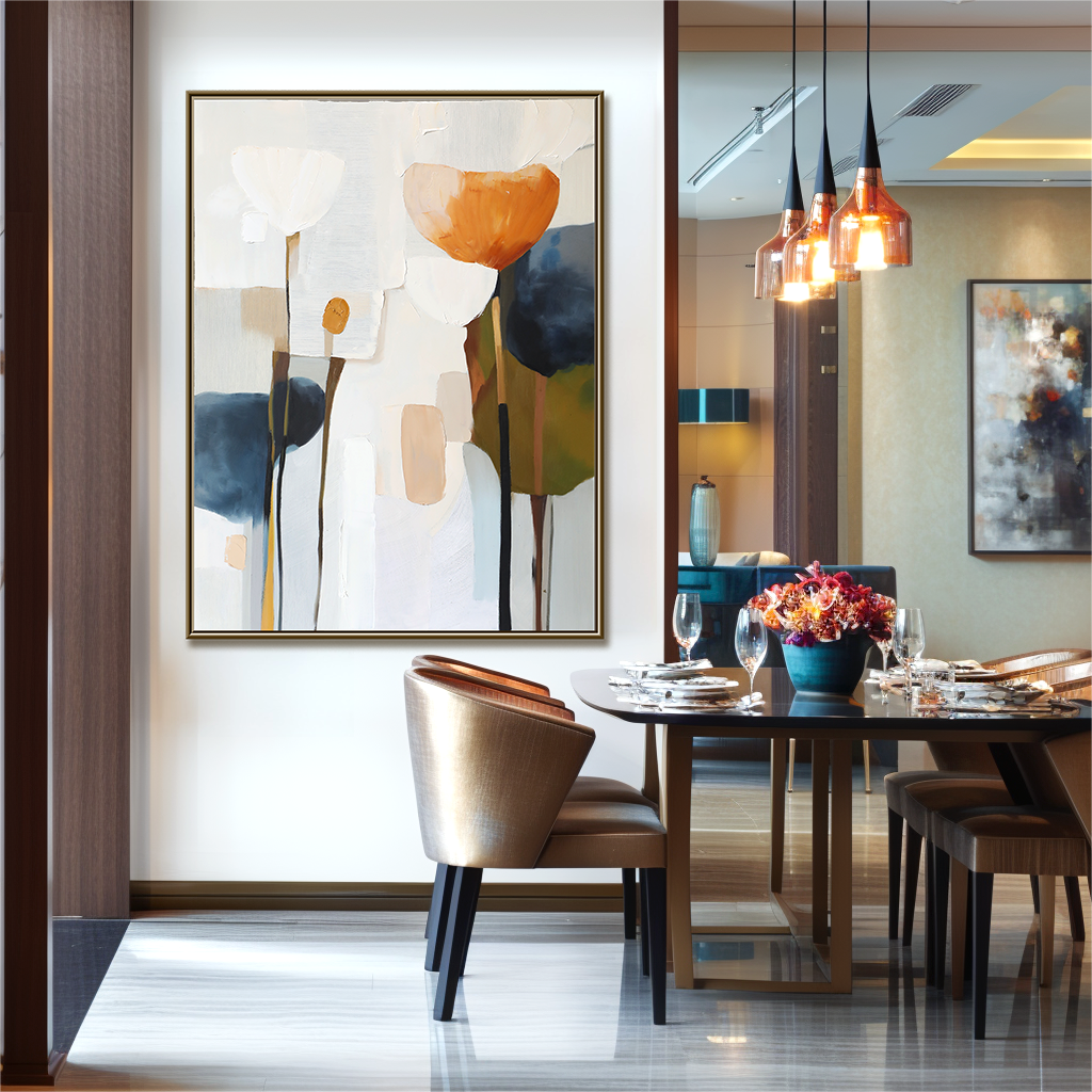 Quiet Petals – Textured Abstract Floral Oil Painting, Modern Neutral Wall Art for Living Room