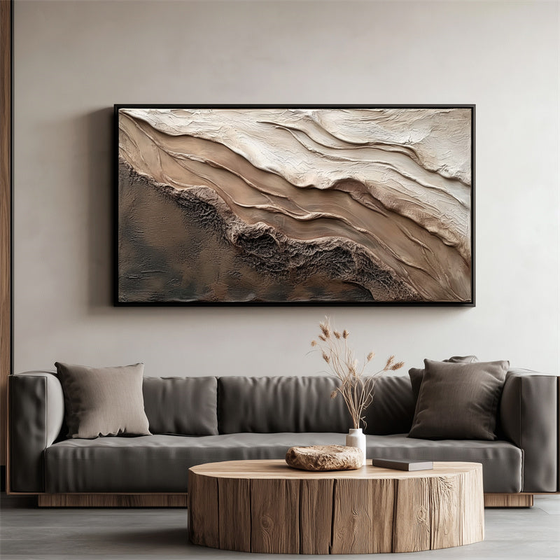 abstract textured painting in earth tones