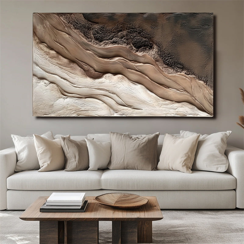 abstract textured painting in earth tones