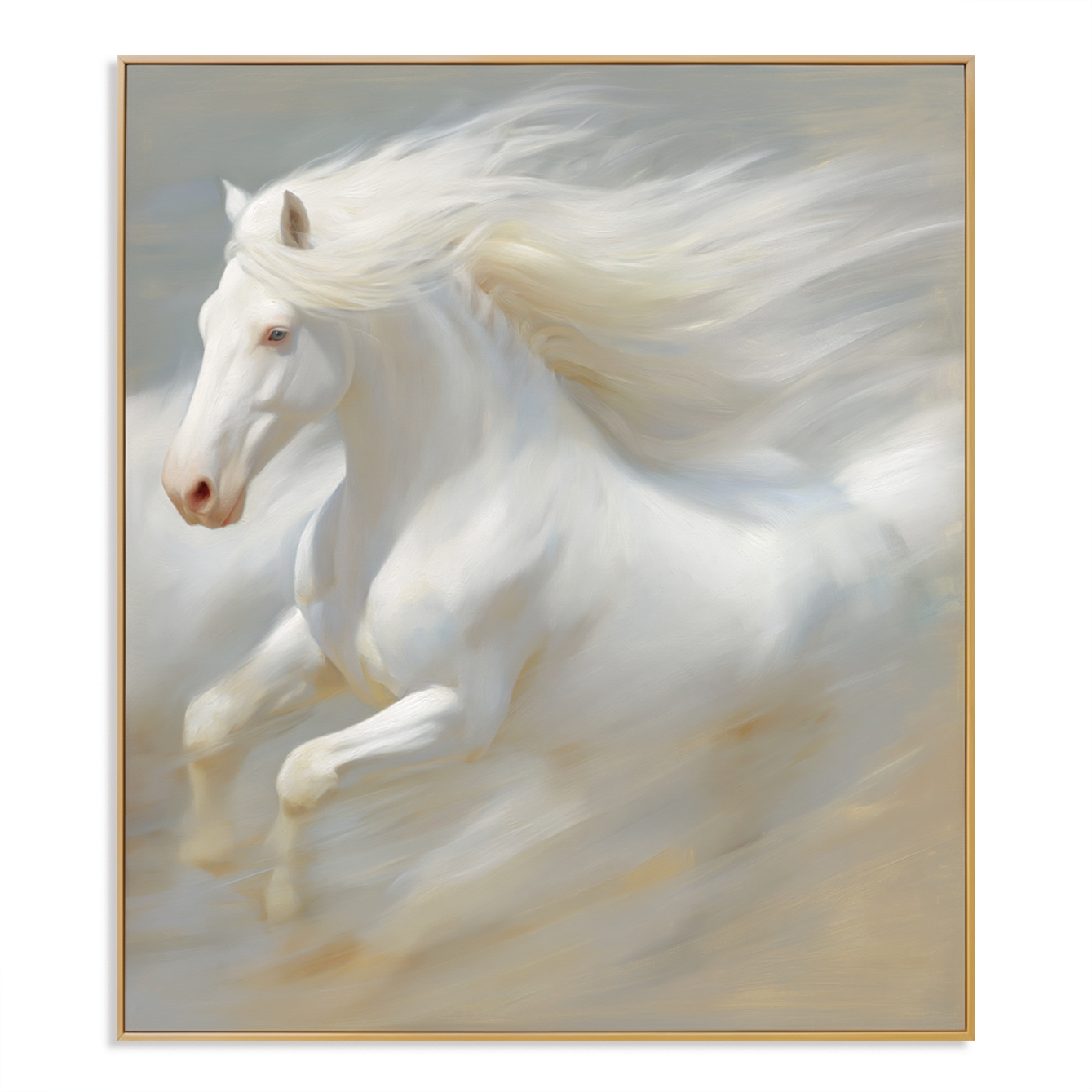 Ivory Freedom - White Horse Canvas Art