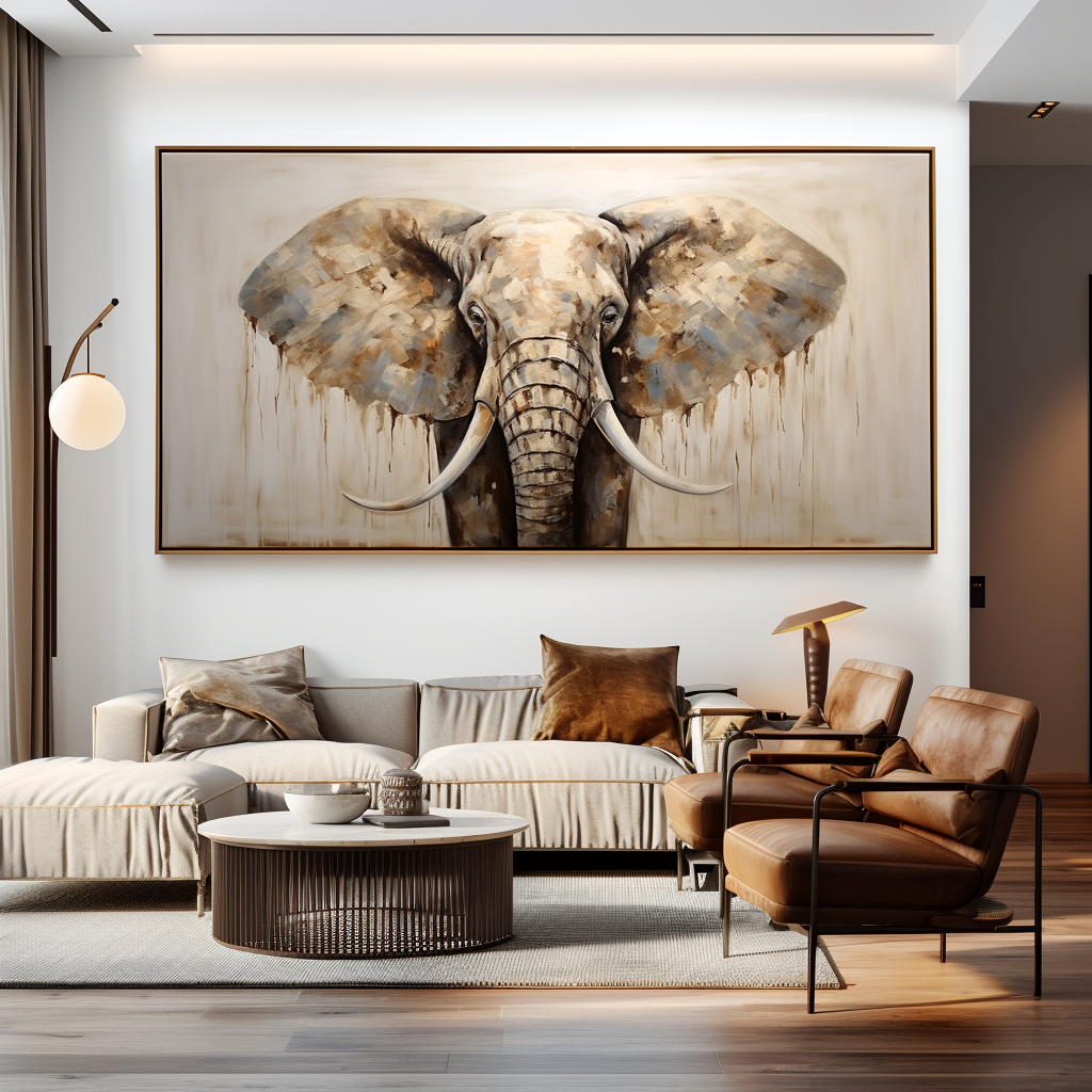 Majestic Stillness - Modern Elephant Portrait Oil Painting