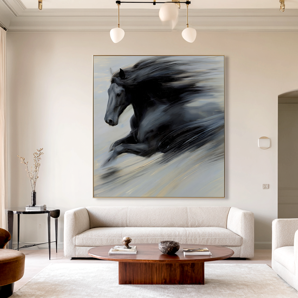 Velocity Silence - Black Horse Canvas Art