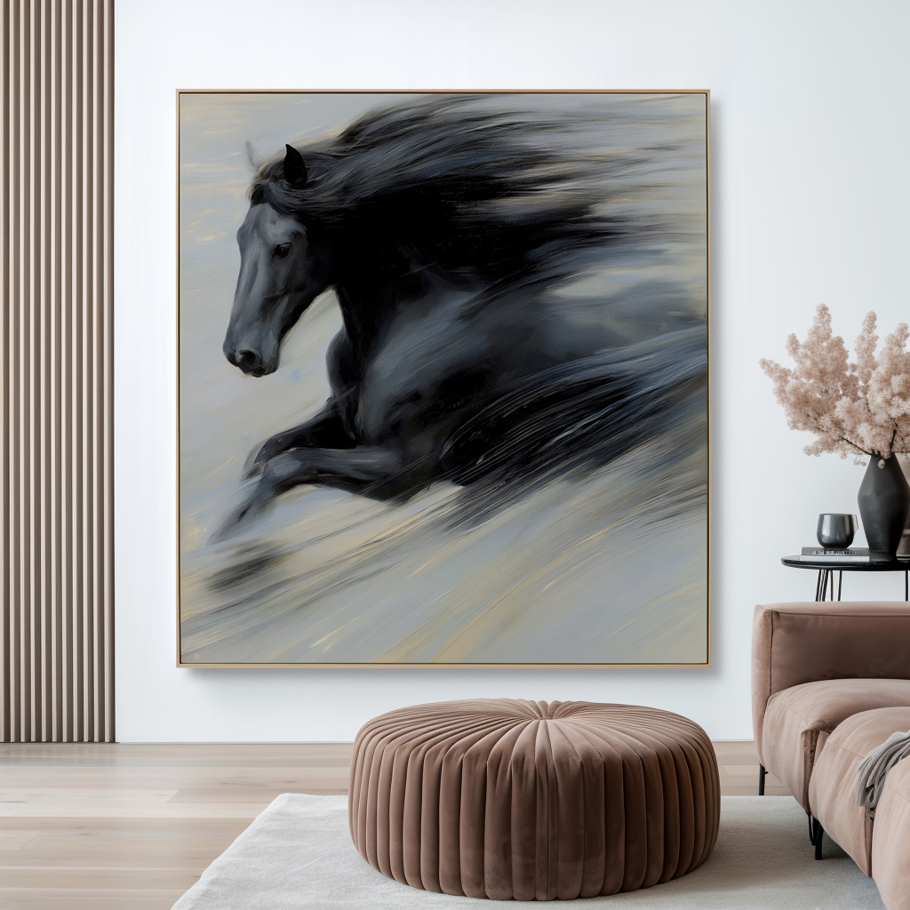 Velocity Silence - Black Horse Canvas Art