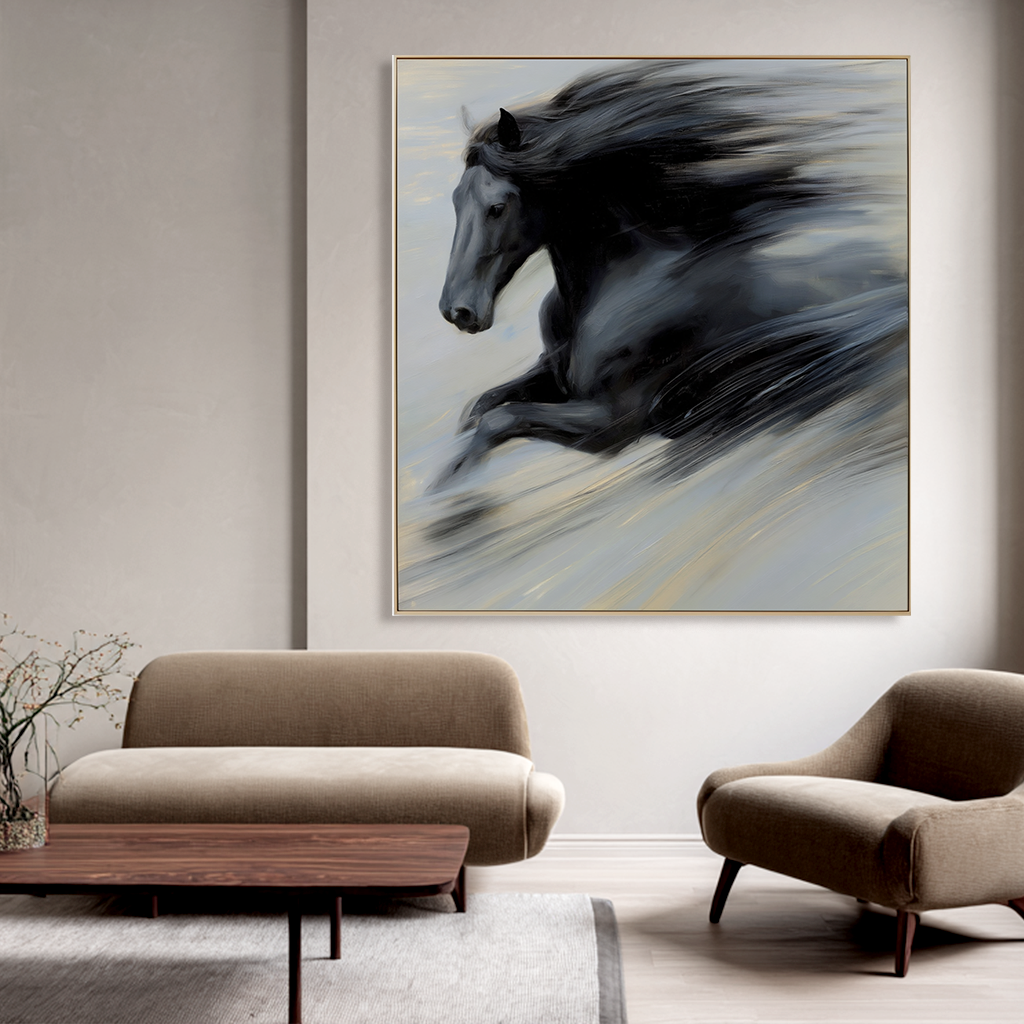 Velocity Silence - Black Horse Canvas Art