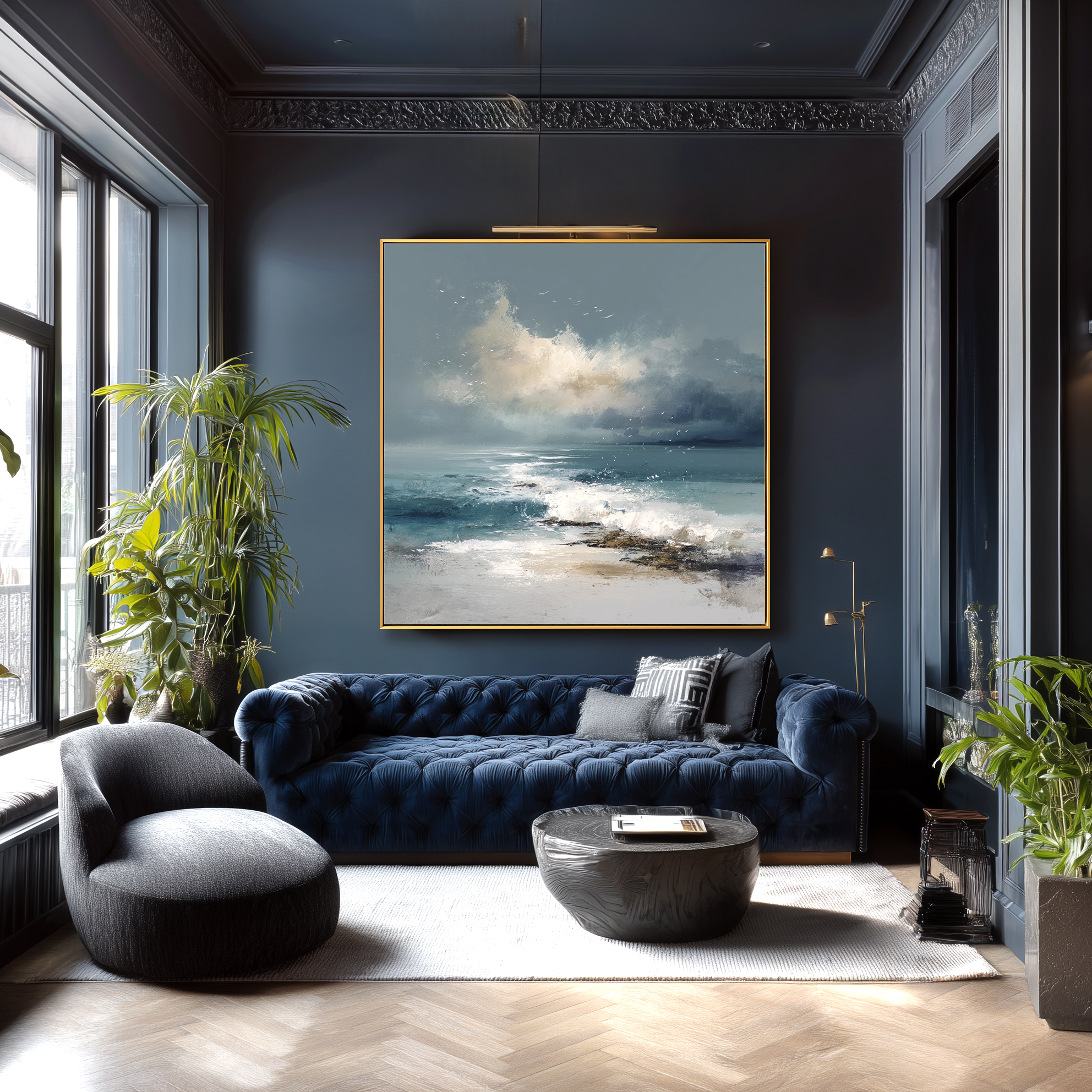 Whispering Tides — Coastal Ocean Wave Oil Painting, Seascape Wall Art for Modern Home Décor