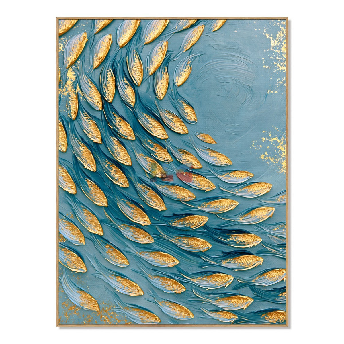 Current of Plenty – Textured Gold Fish Wall Art