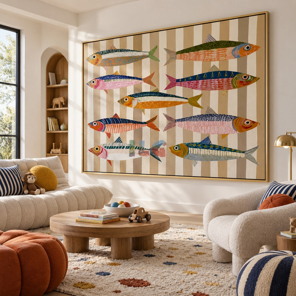 Ocean Stripe Fish Collection – Coastal Abstract Wall Art