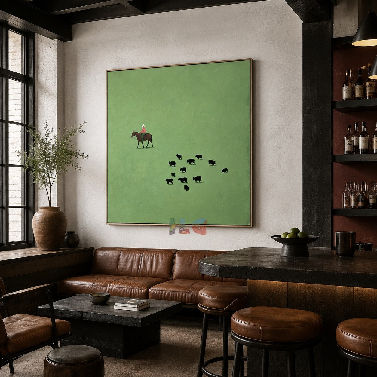 Quiet Pasture Rider – Minimal Western Wall Art
