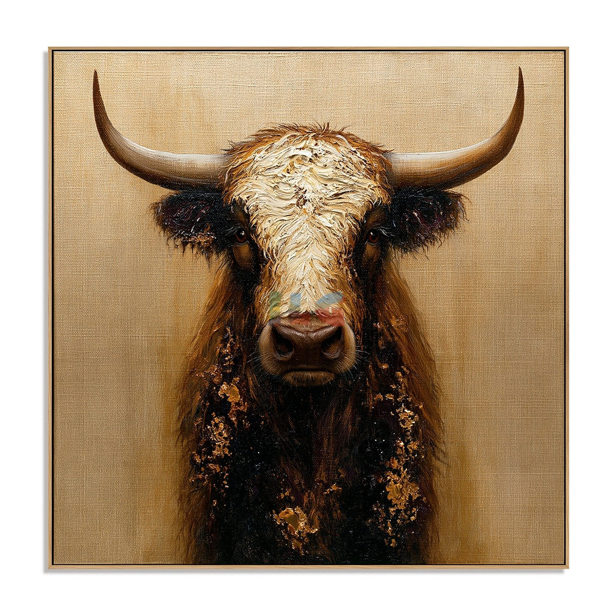 Rustic Horned Cow Portrait – Western Farmhouse Wall Art