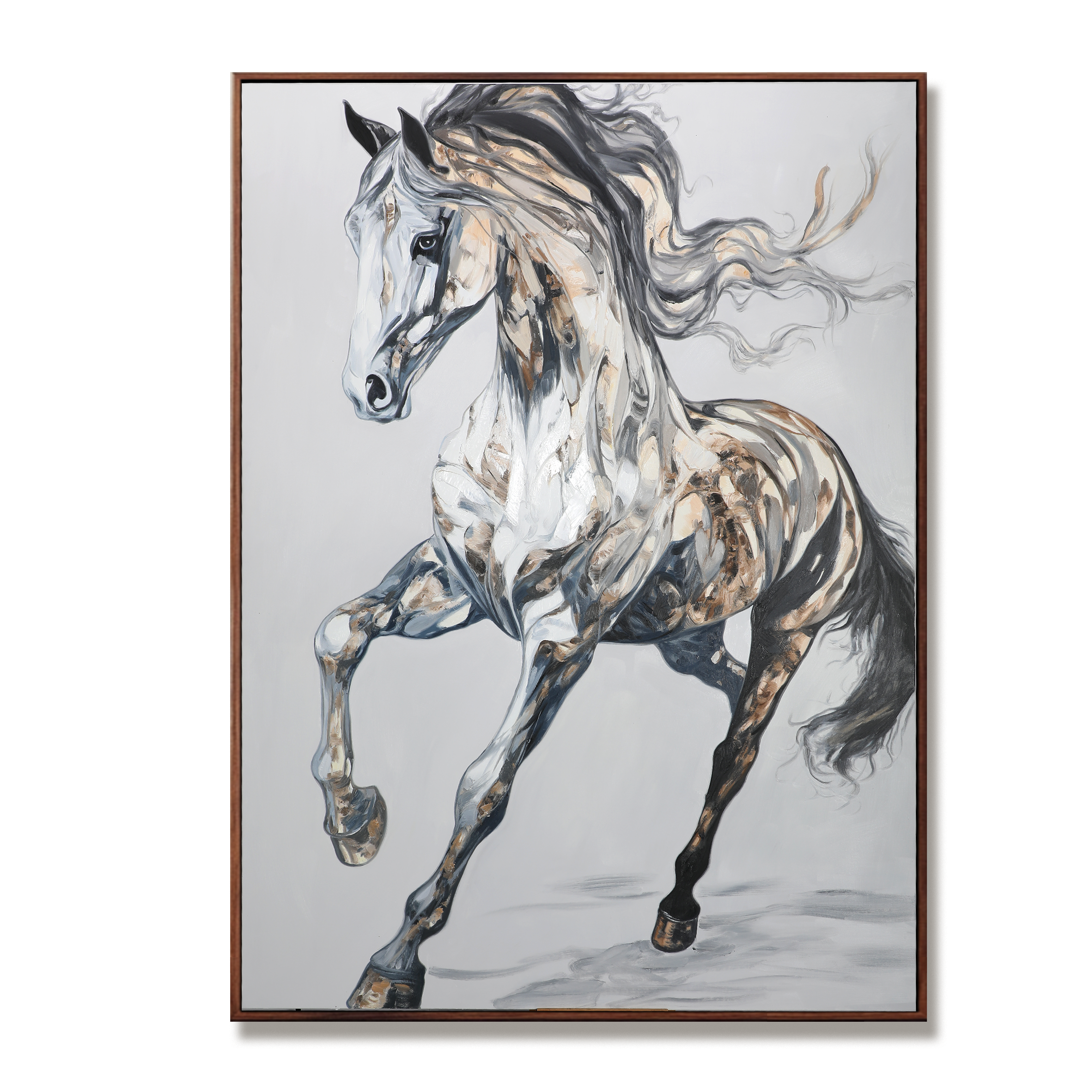 Spirit of Motion – Textured Abstract Horse Oil Painting, Modern Animal Wall Art for Living Room or Office
