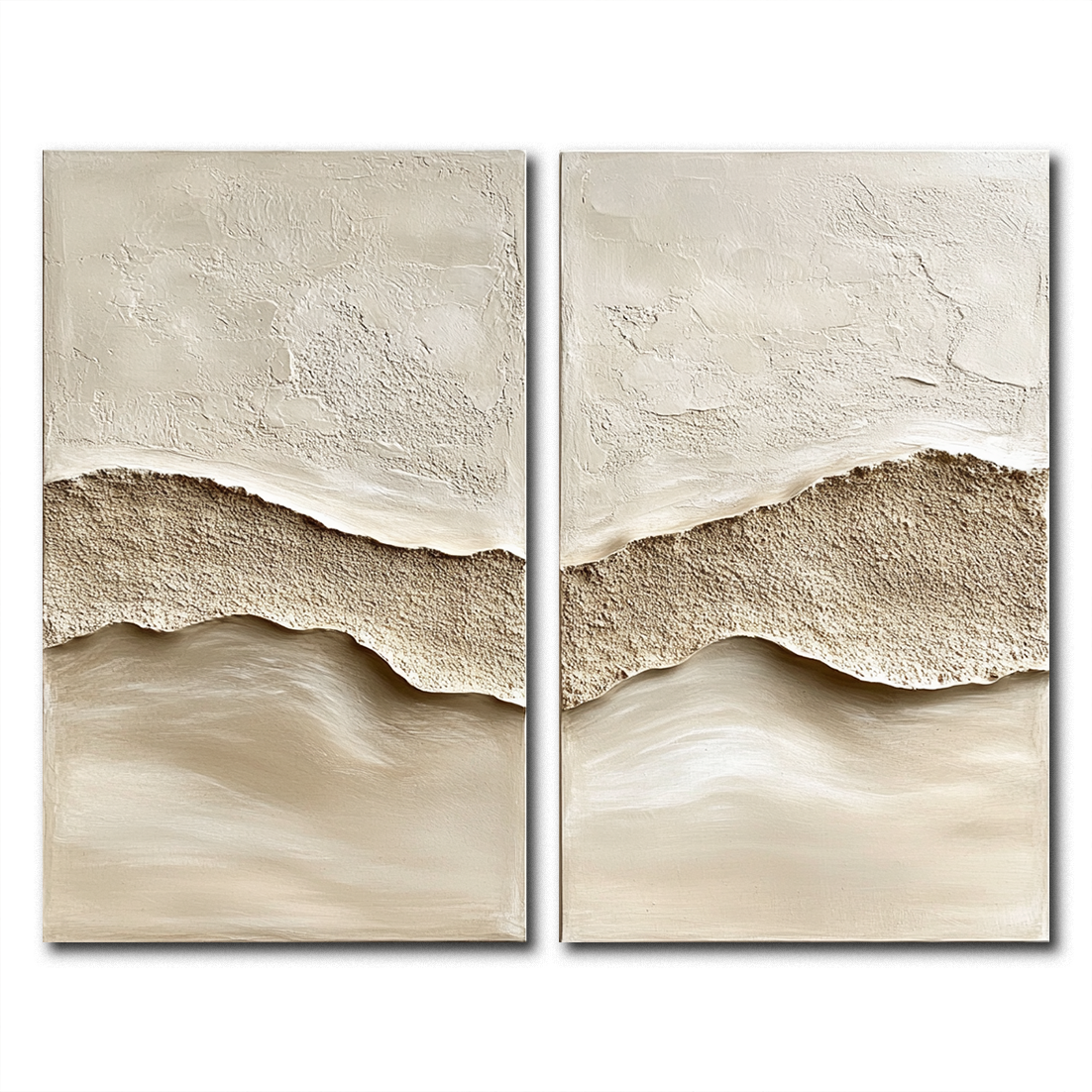 beige diptych textured painting for wabi sabi decor