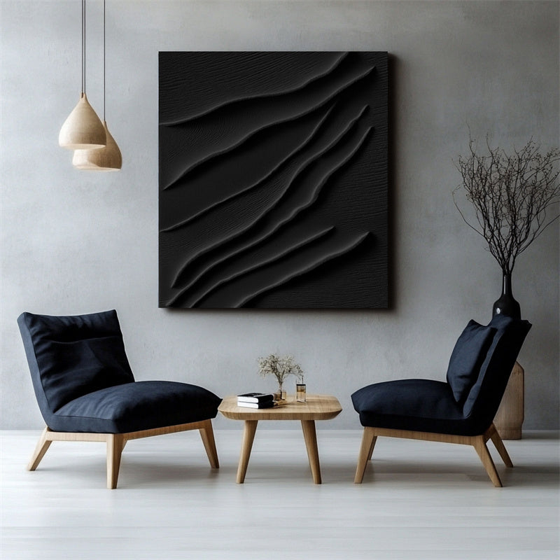 black abstract painting for modern decor